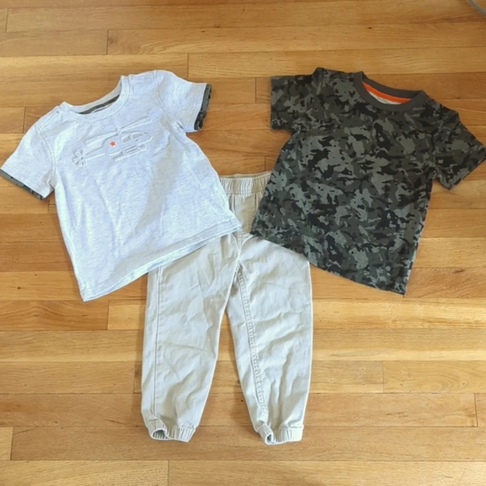 Kids Headquarters Outfit 3-Piece Set T-Shirts Jogger Graphic Camo 3T (No Shorts)